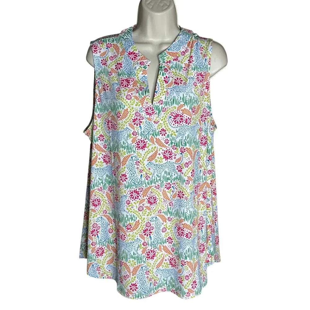 Dear Scarlett Hidden Cheetah Lizzy Sleeveless Blouse XL NWT_3
